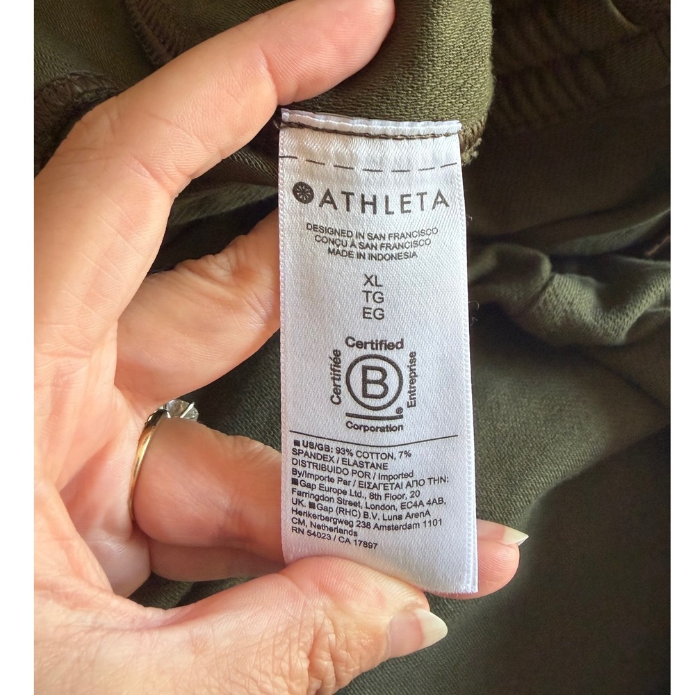 Athleta Farallon Cropped Relaxed Straight Leg Pull-On Pants Olive Green Size XL - Picture 7 of 8